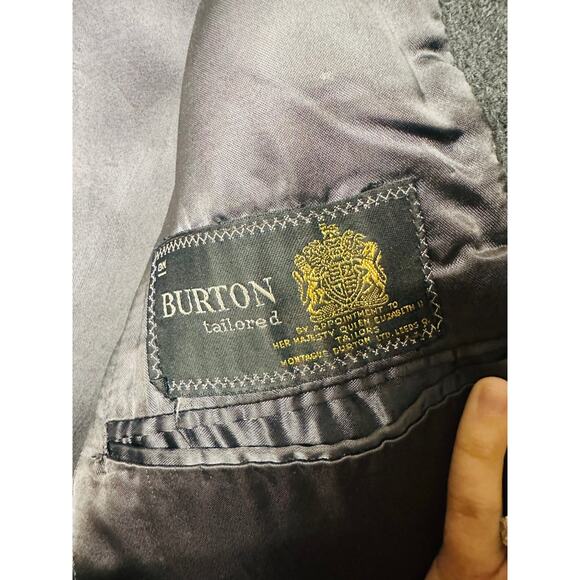 Burton Vintage Grey Charcoal Overcoat Jacket Button Front  Made in England XL - Picture 9 of 10
